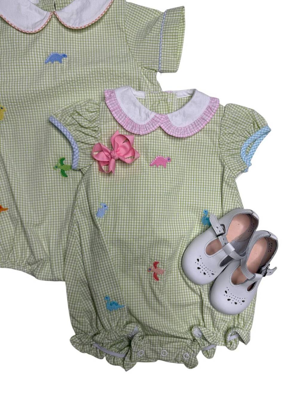 NEW ZUCCINI KIDS girl's dino amber bubble romper in green